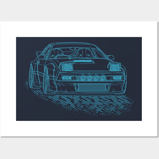 Mazda RX7 FC3S Lineart Blueprint Wall Art by Guyvit